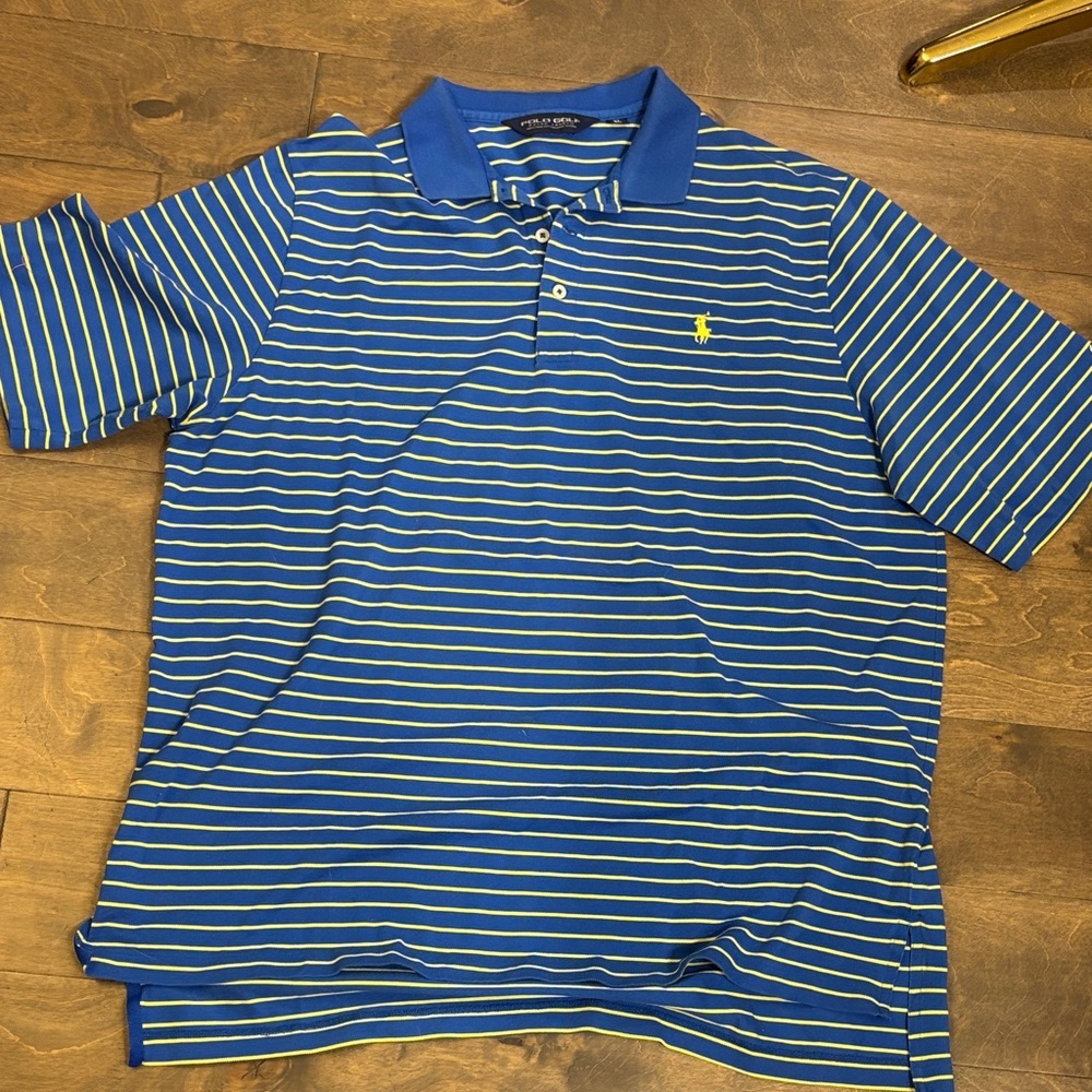 Polo Golf Blue and Yellow Striped Polo Shirt - Picture 3 of 6